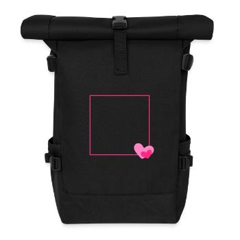 Heart Frame Ornament Line Customizable - Roll Top Backpack - black - Front