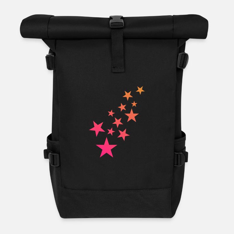Stern Sternchen Muster Dekoration - Rolltop Rucksack - Schwarz