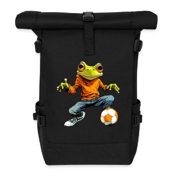 Frösche Fussball - Rolltop Rucksack - Schwarz - Vorne