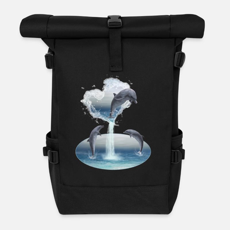 The Heart From The Dolphins - Rolltop Rucksack - Schwarz