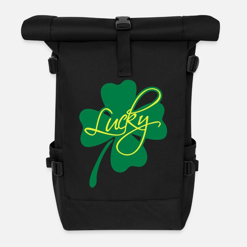 Lucky Shamrock - Rolltop Rucksack - Schwarz