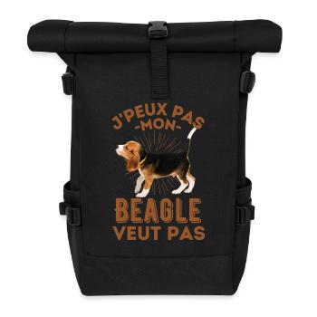Chien de race beagle - Sac à dos roll top - noir - Devant