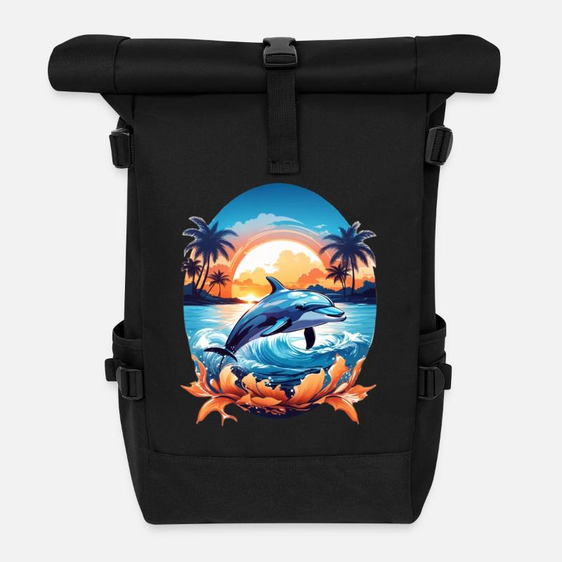 Delfin - Rolltop Rucksack - Schwarz