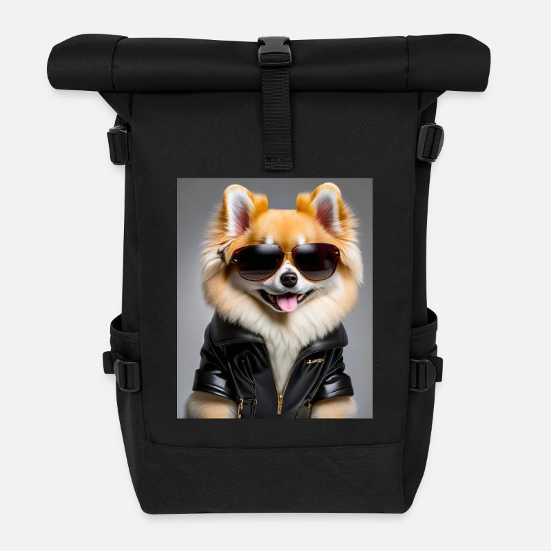 Pom the Rock-Dog - Roll Top Backpack - black