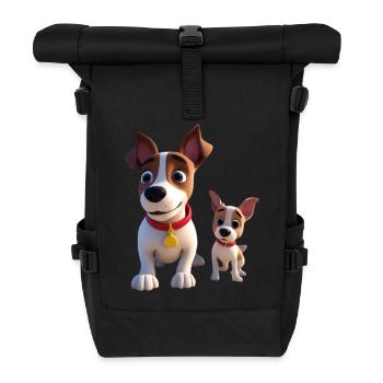Papa & Baby Dog - Rolltop Rucksack - Schwarz - Vorne
