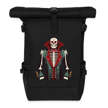 A skeleton ribcage, a vampire tuxedo print Costume - Roll Top Backpack - black - Front