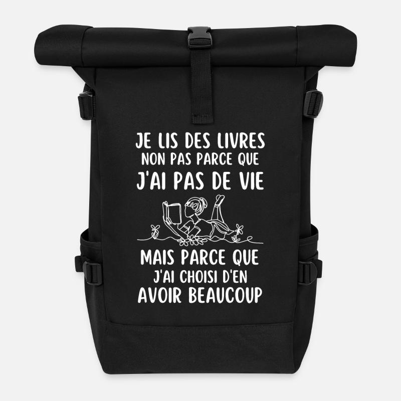 Lecture livres humour - Sac à dos roll top - noir