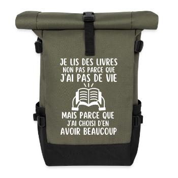 Livre lecture - Sac à dos roll top - olive/noir - Devant