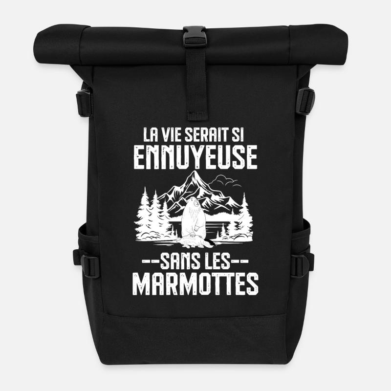La vie serait si ennuyeuse sans les marmottes - Sac à dos roll top - noir