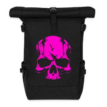 Pink Skull Skull - Roll Top Backpack - black - Front