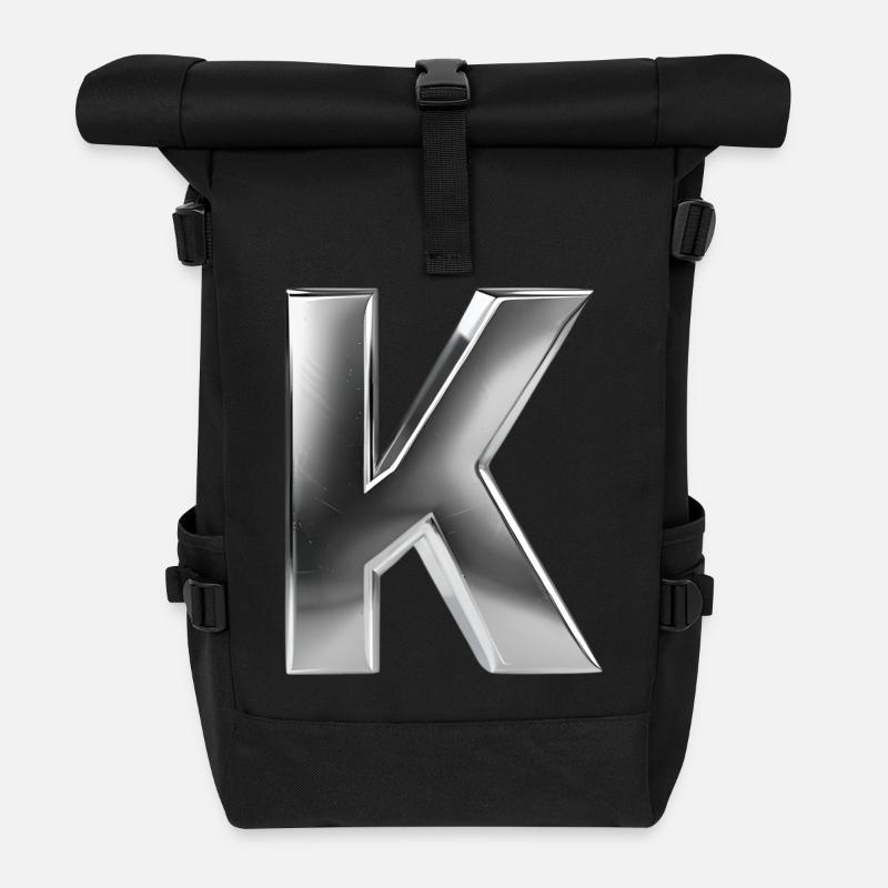 Chrome ,, K " Metallic - Roll Top Backpack - black