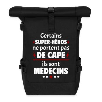 Certains super-héros sont médecins, cadeau noël - Sac à dos roll top - noir - Devant