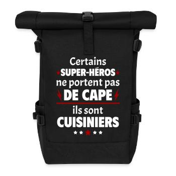 Certains super-héros sont cuisiniers, cadeau noël - Sac à dos roll top - noir - Devant