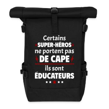 Certains super-héros sont éducateurs, cadeau noël - Sac à dos roll top - noir - Devant