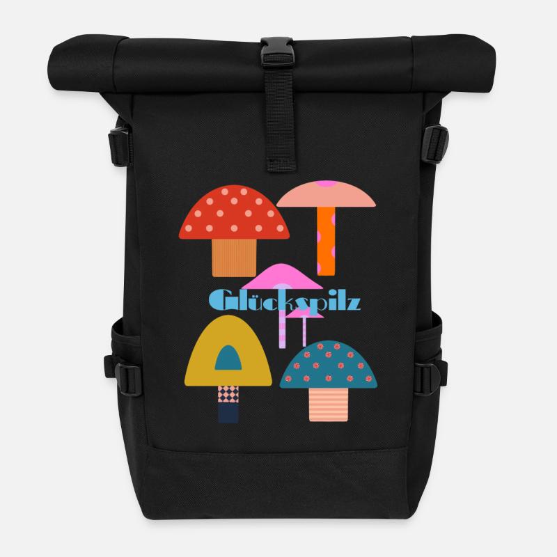 Bunte Glückspilze - Rolltop Rucksack - Schwarz