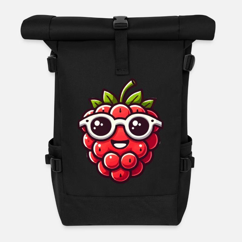 Himbeere Comic - Rolltop Rucksack - Schwarz