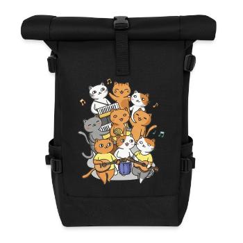 Happy cats making a sound - Roll Top Backpack - black - Front