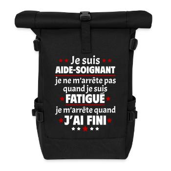 Je suis aide soignant, fête des pères, idée cadeau - Sac à dos roll top - noir - Devant
