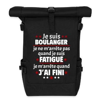 Je suis boulanger, fête des pères, idée cadeau - Sac à dos roll top - noir - Devant