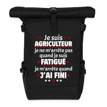 Je suis agriculteur, fête des pères, idée cadeau - Sac à dos roll top - noir - Devant