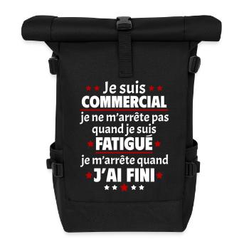 Je suis commercial, fête des pères, idée cadeau - Sac à dos roll top - noir - Devant