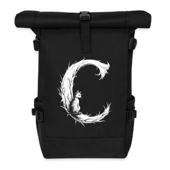 Letter C with cat - Roll Top Backpack - black - Front