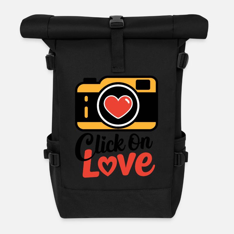 Click On Love - Roll Top Backpack - black