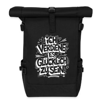 I deserve happiness – motif with positive vibes - Roll Top Backpack - black - Front