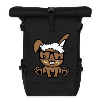 Bunny Nerd Geek Horn-rimmed Glasses Smart Freak Intelligent - Roll Top Backpack - black - Front