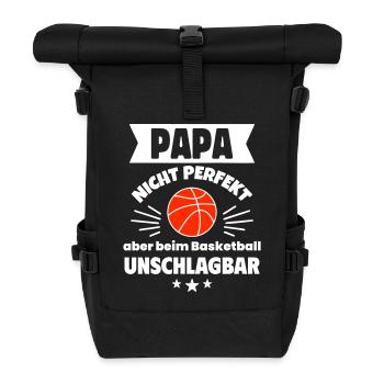 Papa nicht perfekt Basketball zum Vatertag - Rolltop Rucksack - Schwarz - Vorne