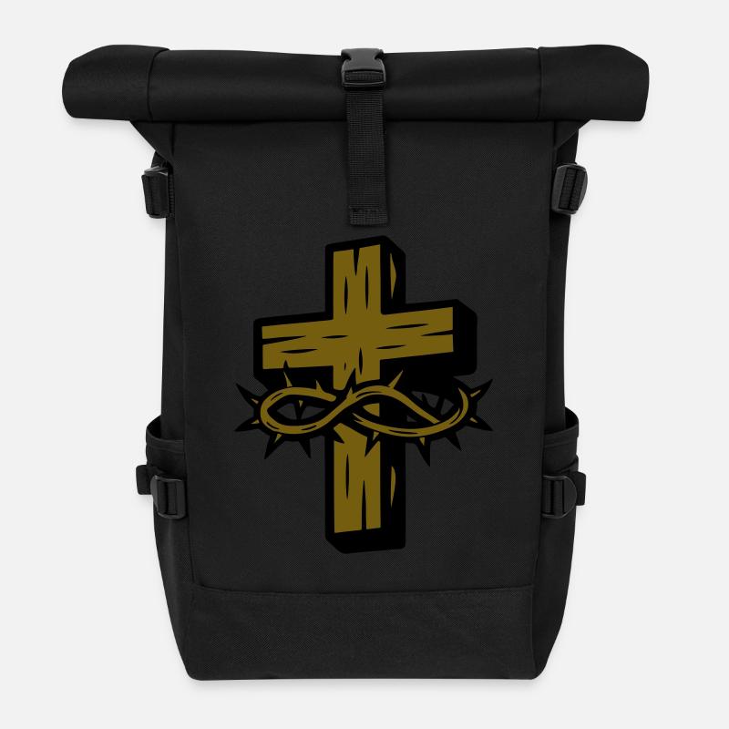 Kreuz Dornenkrone Symbol - Rolltop Rucksack - Schwarz
