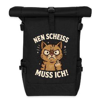 vilain dire majeur chat bureau - Sac à dos roll top - noir - Devant