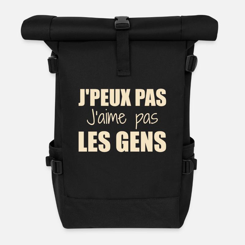 J'peux pas j'aime pas les gens - Sac à dos roll top - noir