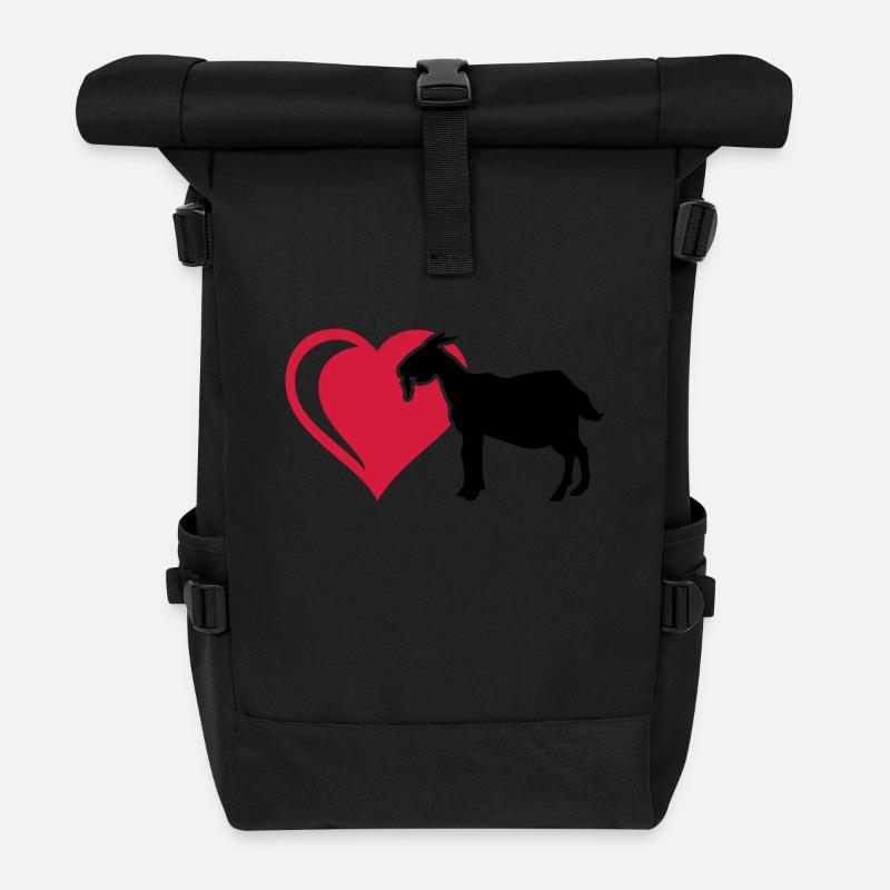 Ziege Herz - Rolltop Rucksack - Schwarz