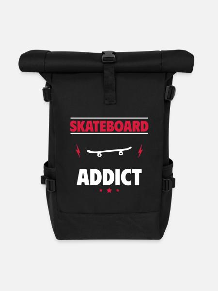 Skateboard-Süchtig - Rolltop Rucksack - Schwarz