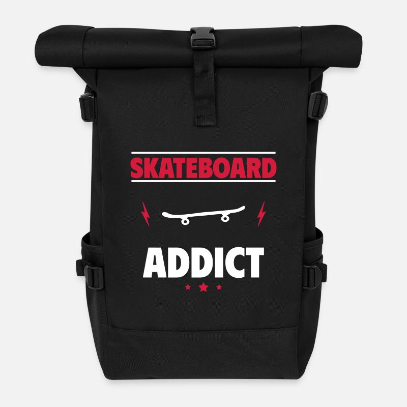 Skateboard-Süchtig - Rolltop Rucksack - Schwarz