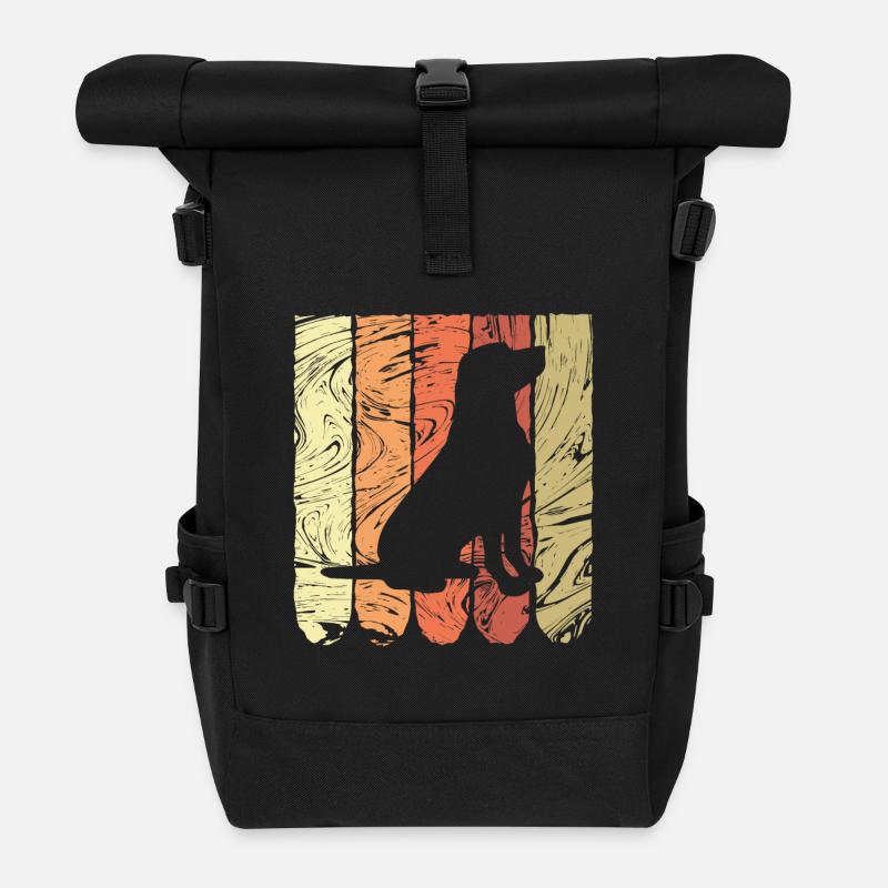 Hund Labrador Retro Design Grunge - Rolltop Rucksack - Schwarz