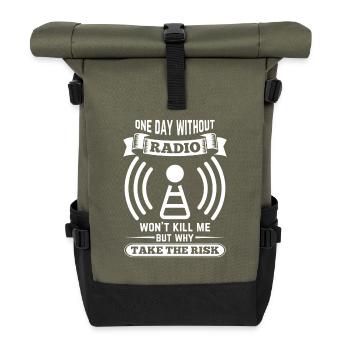 Amateurfunker ein Tag ohne funken wird mich nicht - Rolltop Rucksack - Olive/Schwarz - Vorne