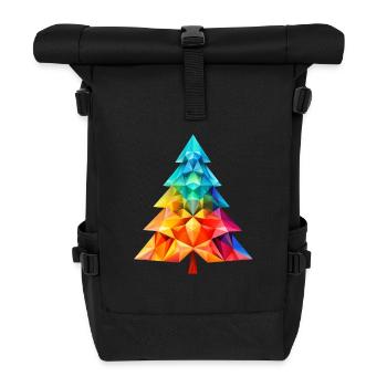 Vielseitiger Zauber: Bunter Polygon-Tannenbaum - Rolltop Rucksack - Schwarz - Vorne