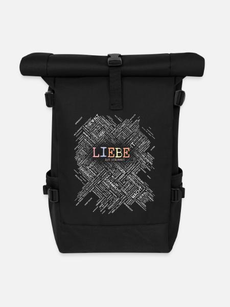 Love is stronger - Roll Top Backpack - black