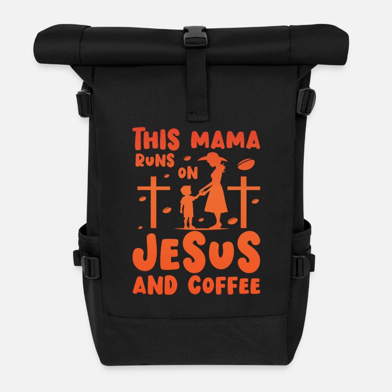 Diese Mama läuft auf Jesus und Kaffee - Rolltop Rucksack - Schwarz
