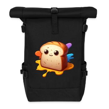 Pain Toast Sandwich Visage Mignon Boulanger - Sac à dos roll top - noir - Devant