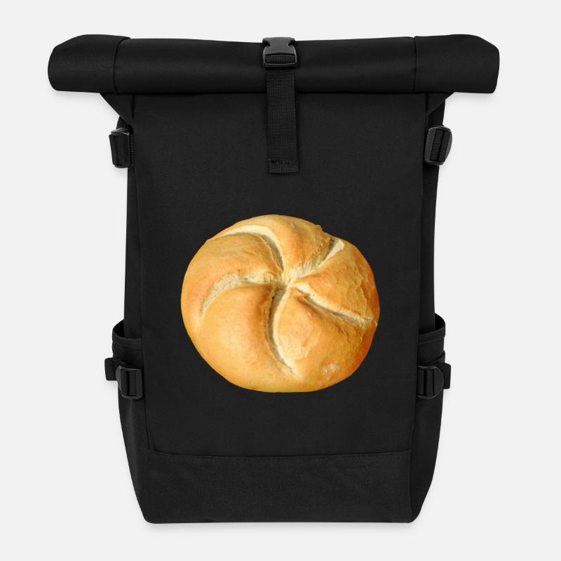 brot broetchen crossaint baecker baguette bread bu - Rolltop Rucksack - Schwarz