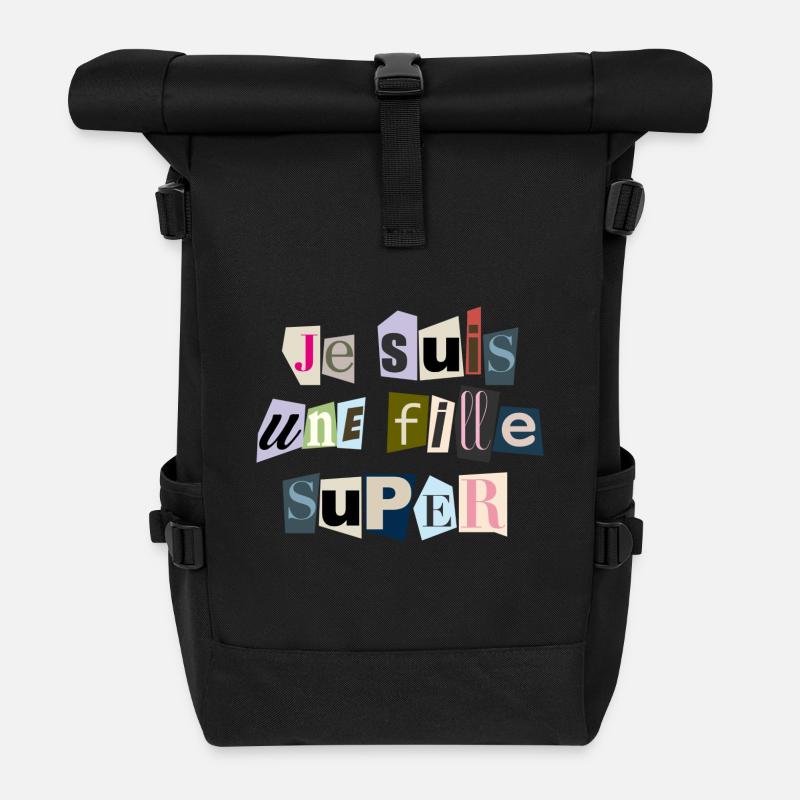 Ich bin ein Super-Mädchen - Rolltop Rucksack - Schwarz
