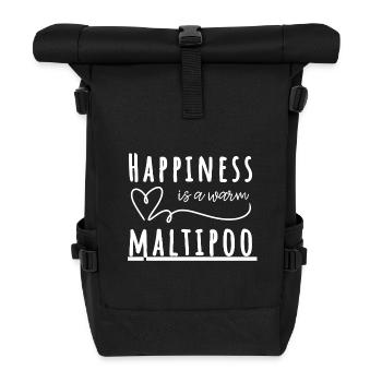 T-shirt chaud Maltipoo – Cadeau doux et douillet - Sac à dos roll top - noir - Devant