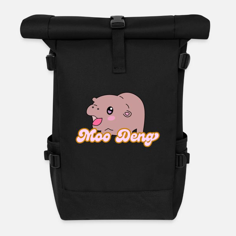 Moo Deng - Rolltop Rucksack - Schwarz