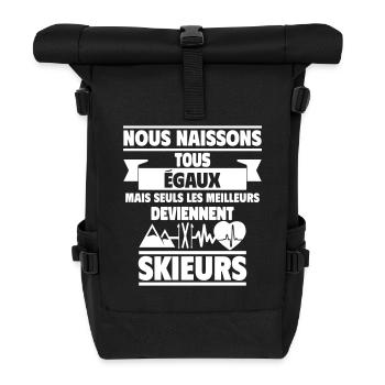 Nous naisson tous égaux skieurs,Ski,Montagne - Sac à dos roll top - noir - Devant