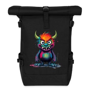 Bunte Monsterkunst - Niedlicher & verspielter Charakter - Rolltop Rucksack - Schwarz - Vorne