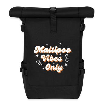 Maltipoo Vibes Only – Cadeau groovy pour les amoureux des chiens - Sac à dos roll top - noir - Devant