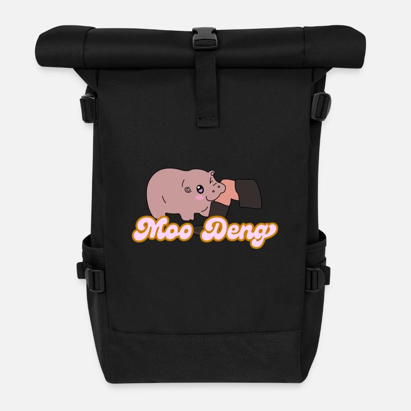 Moo Deng - Roll Top Backpack - black